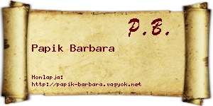 Papik Barbara névjegykártya